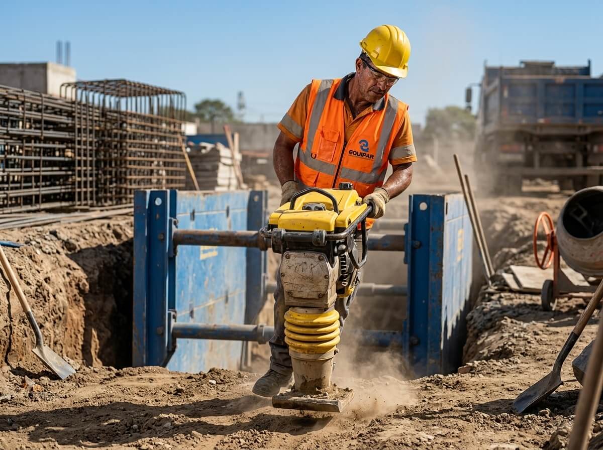 Compactação de solo em obra com equipamento Equipar